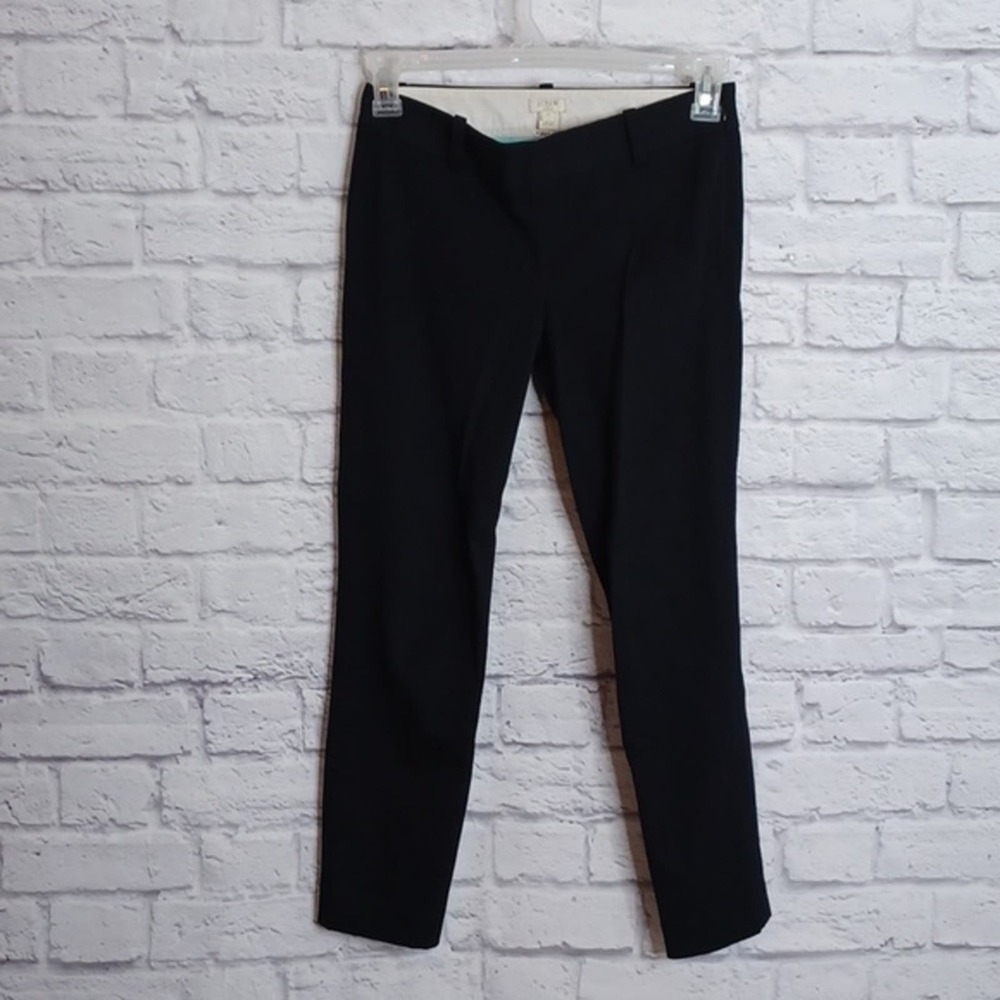 J.Crew Factory‎ Trouser Pants Stretch Black Ankle Crop Length Size 0 Flat Front